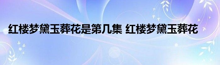 红楼梦黛玉葬花是第几集 红楼梦黛玉葬花 