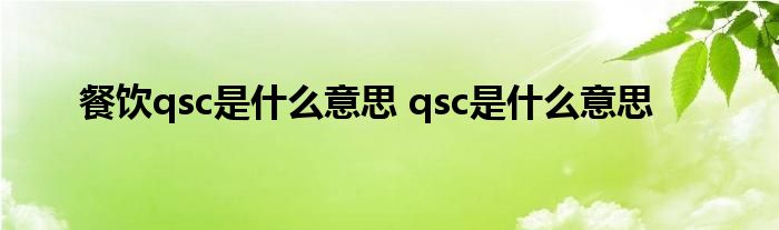 餐饮qsc是什么意思 qsc是什么意思 