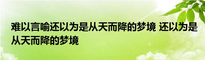 难以言喻还以为是从天而降的梦境 还以为是从天而降的梦境 