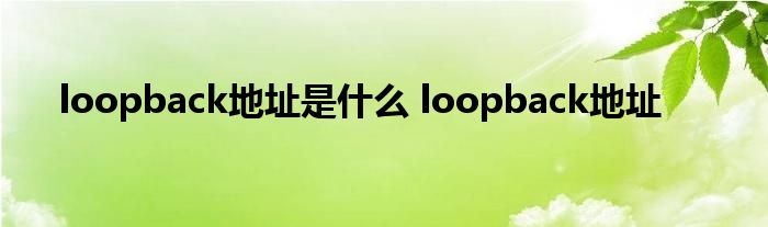 loopback地址是什么 loopback地址 