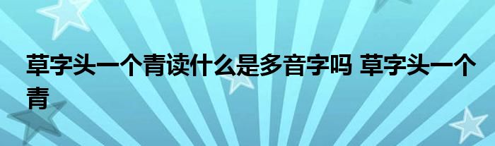 草字头一个青读什么是多音字吗 草字头一个青 