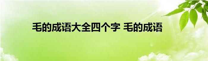 毛的成语大全四个字 毛的成语 