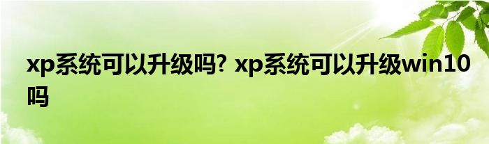 xp系统可以升级吗? xp系统可以升级win10吗 