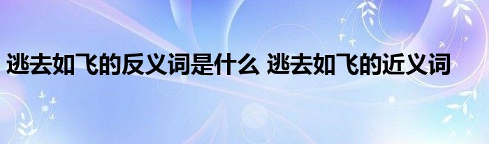 逃去如飞的反义词是什么 逃去如飞的近义词 