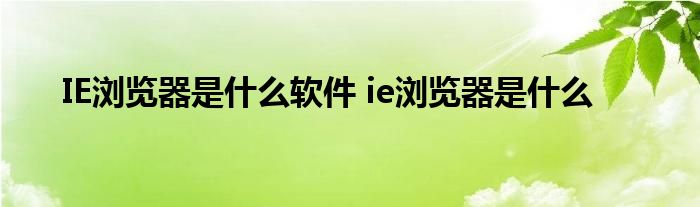 IE浏览器是什么软件 ie浏览器是什么 