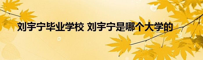 刘宇宁毕业学校 刘宇宁是哪个大学的 