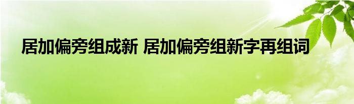 居加偏旁组成新 居加偏旁组新字再组词 