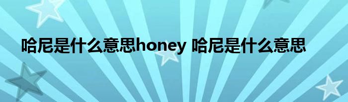 哈尼是什么意思honey 哈尼是什么意思 