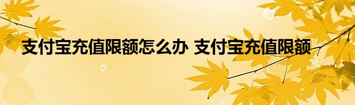 支付宝充值限额怎么办 支付宝充值限额 