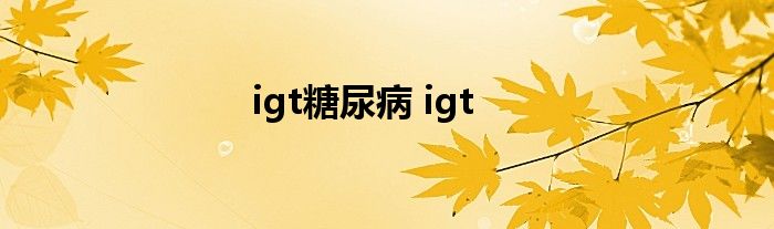 igt糖尿病 igt 