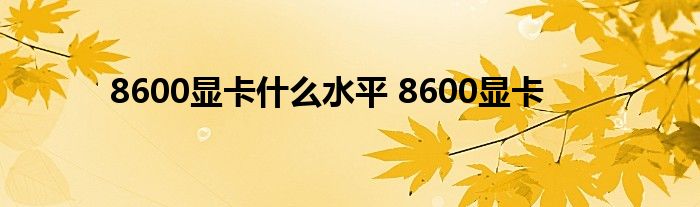 8600显卡什么水平 8600显卡 