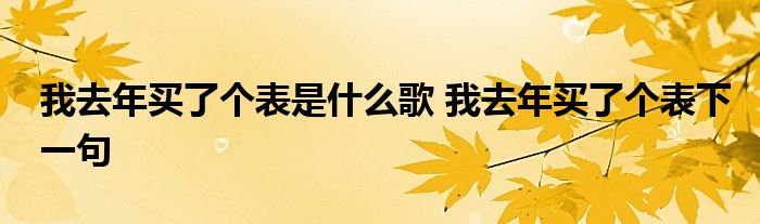 我去年买了个表是什么歌 我去年买了个表下一句 