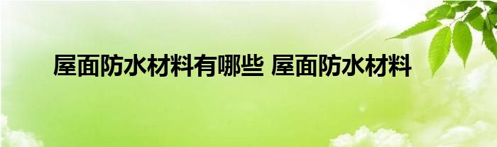 屋面防水材料有哪些 屋面防水材料 