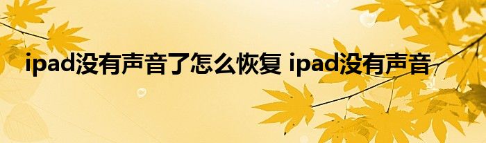 ipad没有声音了怎么恢复 ipad没有声音 