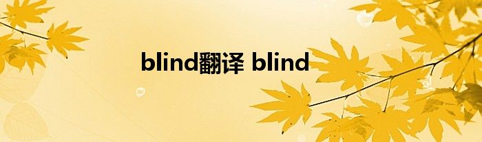 blind翻译 blind 