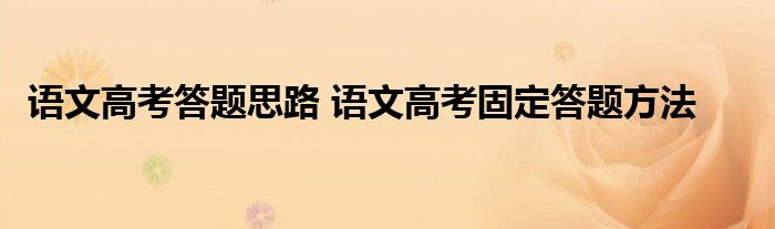 语文高考答题思路 语文高考固定答题方法 