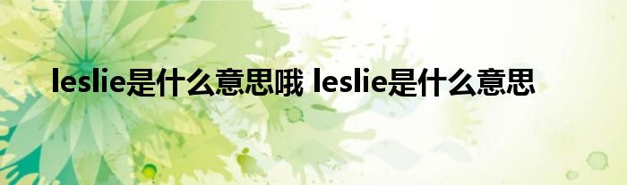 leslie是什么意思哦 leslie是什么意思 