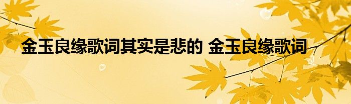 金玉良缘歌词其实是悲的 金玉良缘歌词 