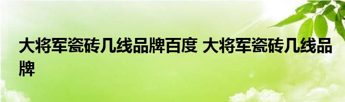 大将军瓷砖几线品牌百度 大将军瓷砖几线品牌 