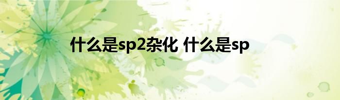 什么是sp2杂化 什么是sp 