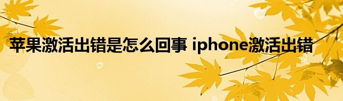 苹果激活出错是怎么回事 iphone激活出错 