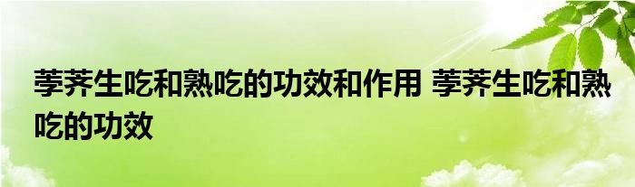 荸荠生吃和熟吃的功效和作用 荸荠生吃和熟吃的功效 