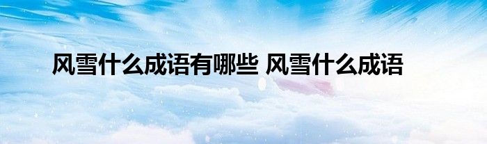 风雪什么成语有哪些 风雪什么成语 