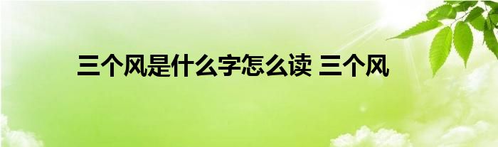 三个风是什么字怎么读 三个风 