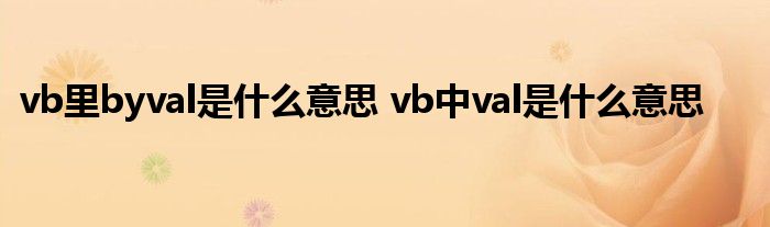 vb里byval是什么意思 vb中val是什么意思 