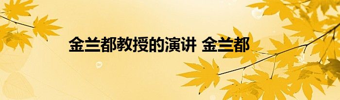 金兰都教授的演讲 金兰都 